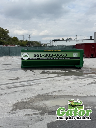 15 Yard Roll-Off Dumpster rental in Palm Beach County FL for roofing remodeling yard cleanup and household junk removal